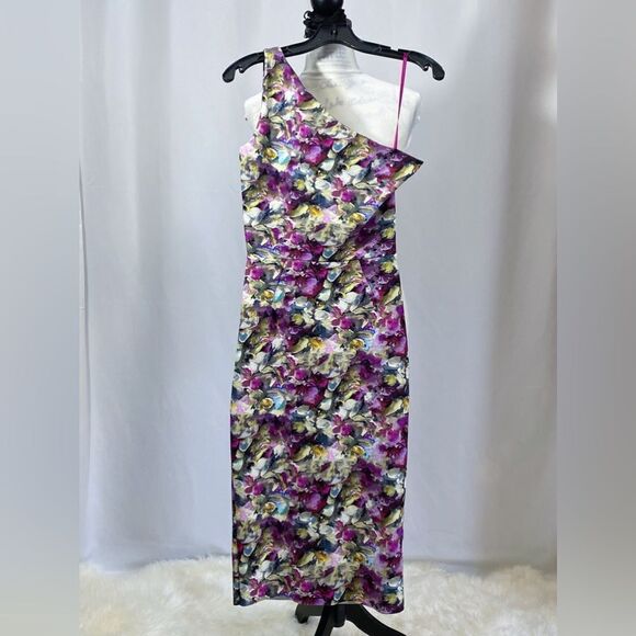 Chiara Boni La Petite Robe Floral One-Shoulder Dress size 8 - Picture 10 of 12